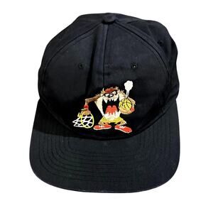 Vintage 1993 Keds Looney‎ Tunes Taz Basketball Black Snapback Hat Warner Bros